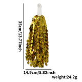 Themed Party Supplies Cheer Pom Pom with Stick Handle – Shiny Metallic Ball for Sports Events