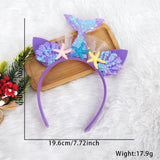 Themed Party Supplies Mermaid Sequin Headband – Ocean Theme Kids Party Costume with Fish Tail, Starfish & Shell