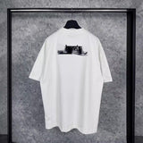 Men T-shirts Paris Embroidery Vinyl Short Sleeve T-Shirt Loose Casual Half Sleeve