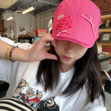 Y2k hot girl hat heavy industry macaron color bowsstereo flower forward hat dopamine travel sunshade beret