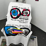 Mens T-shirts CPFM X Kid Cudi For Moto Rainbow Earth Graffiti Short Sleeve T-Shirt
