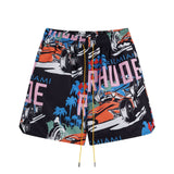 Rhude T Shirt Racing Letter Logo Casual Short Sleeve Shirt, Shorts