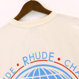Rhude T Shirt Label Wings Alphabet Earth Print Short Sleeve T-Shirt
