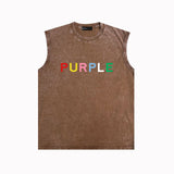 Purple Brand Distressed Tank T Shirts Distressed Sleeveless T-shirt Vest