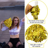 Themed Party Supplies Cheer Pom Pom with Stick Handle – Shiny Metallic Ball for Sports Events