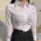 Women Sun Protection Shirt Pleated Short Long Sleeve Shirt
