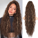 Women's Wigs High Temperature Silk Water Ripple Long Curly Hair Ponytail Hair Extensions Ponytail