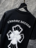 Chh Chrome Hearts T Shirts Embroidered Sanskrit Alphabet Cross Sports Loose Short Sleeve T-Shirt