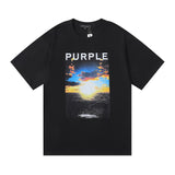 Purple Brand T Shirts Purple Micro Label Letter Pattern Printed Short Sleeve T-Shirt