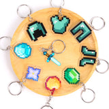 Themed Party Supplies Minecraft Keychain – Pixel Game Theme Party Decoration Acrylic Weapon & Diamond Backpack Charm