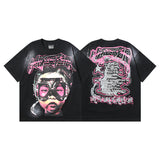 Hellstar T Shirt Alien Glasses Kids Print Washing Water Black Short Sleeve T-Shirt