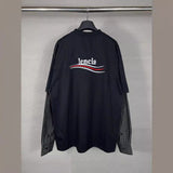 Men T-shirts Coke Wave Embroidery Splicing Shirt Long Sleeve T-Shirt