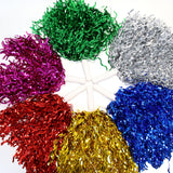Themed Party Supplies Cheerleading Pom Poms – Shiny Curved Blade with Long Straight Handle