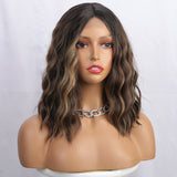 Women's Wigs Middle Part Highlighted Water Wave Lace Front Wig