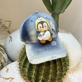 Y2k hot girl hat heavy industry washed denim ripped baseball cap cartoon penguin doll casual duck tongue hat