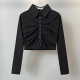 Women Sun Protection Shirt Pleated Short Long Sleeve Shirt