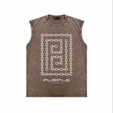 Purple Brand Distressed Tank T Shirts Distressed Sleeveless T-shirt Vest