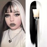Women's Wigs Two-Tone Straight Bangs Cosplay Wig