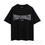 Purple Brand T ShirtsPurple Micro Label Letter Pattern Printed Short Sleeve T-Shirt