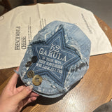 Y2k hot girl hat heavy industry sequin heart denim big head beret
