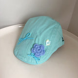 Y2k hot girl hat heavy industry macaron color bowsstereo flower forward hat dopamine travel sunshade beret