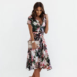 Women Dresses Flirty and Feminine: Women's Leisure Dress with Charming Floral Print