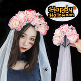Halloween headband Halloween Horn Headband with White Veil – Party Costume Prop