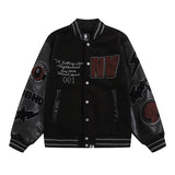 Bathing Ape jacket autumn and winter ape man letter embroidered patch leather sleeve baseball cotton jacket cotton coat