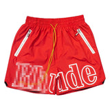 Rhude Shorts3M Reflective Letter Print Tether Elastic Casual Beach Shorts