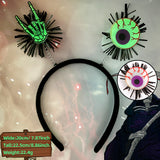 Halloween headband Halloween Glow-in-the-Dark Headband – Skull & Bat Light-Up Design