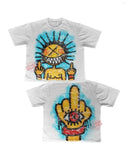 Street Unisex T-shirt Anime Middle Finger Fun Print Tee
