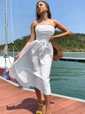 Women Dresses Fashion Casual Vacation Spaghetti Straps Skirt (Hwfs0410)