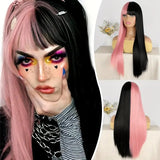 Women's Wigs Two-Tone Straight Bangs Cosplay Wig