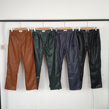 Rhude Pant Micro Label Letter Embroidered Casual PU Leather Pants, Straight Pants