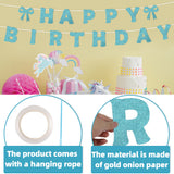 Themed Party Supplies Bow Theme Party Decoration Banner – Glittery Tinsel Bow Banner for Girls’ Birthday Party