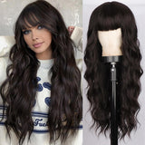 Women's Wigs Straight Bangs Long Wavy Gradient Wig