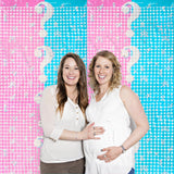 Themed Party Supplies Baby Gender Reveal Foil Fringe Curtain – 1m x 2m Pink & Blue Party Backdrop Decoration