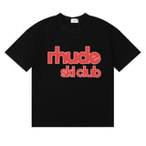Rhude T Shirt Micro Label Letter Skull Print Short Sleeve T-Shirt