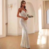 Women Party Dress One-Shoulder Sequined Evening Gown for Banquet (Ss0416)