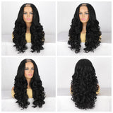 Women's Wigs Black Voluminous U-Part Yaki Curly Wig