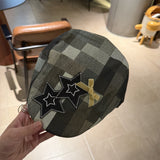 Y2k hot girl hat heavy industry five-pointed star plaid forward hat easiest for match sunshade duck tongue beret