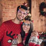 Themed Party Supplies Cartoon Christmas Glasses – Santa Claus & Snowman Glow-in-the-Dark Colorful Party Frames