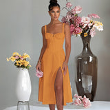 Women Dresses Fashion Casual Slim Fit Slit Sling High-End Dress Female (Hmr0410)