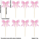 Themed Party Supplies Birthday Cake Toppers – Polyester Bow Inserts for Girl's Bow Theme Party