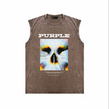 Purple Brand Distressed Tank T Shirts Distressed Sleeveless T-shirt Vest