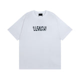 Men T-shirts Paris wrong grid letter washing water short sleeve T-shirt loose