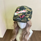 Y2k hot girl hat heavy industry retro camouflage cartoon duck tongue beret hat