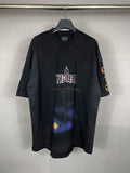 Men T-shirts Paris Inverted Tower Inkjet Printing Washed Old Damaged T-Shirts