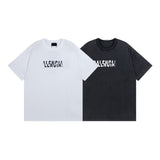 Men T-shirts Paris wrong grid letter washing water short sleeve T-shirt loose