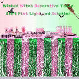Themed Party Supplies 75×275cm Pink & Green Foil Fringe Table Skirt – Magic Wicked Witch Themed Party Decoration